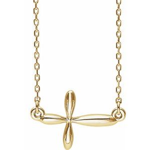 14K Yellow Sideways Cross 16-18" Necklace-16-18 In-Polished