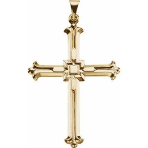 14K Yellow 42.5x31.5 mm Cross Pendant-Polished