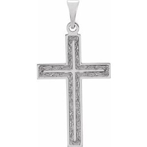 14K White 24.5x14 mm Cross Pendant-Polished