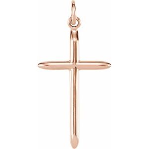 14K Rose 25.7x14 mm Cross Pendant-Polished