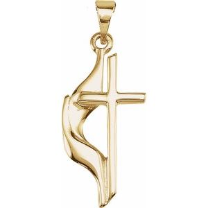 14K Yellow Methodist Cross Pendant-Polished