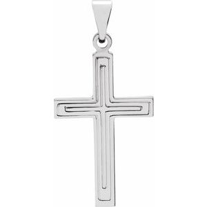 Sterling Silver 28x18 mm Cross Pendant-Polished