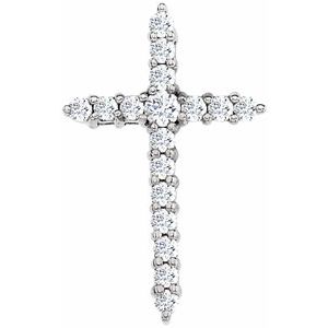 14K White 1/3 CTW Natural Diamond Cross Pendant-Natural Diamond-2.4Mm :: 1/3 Ctw