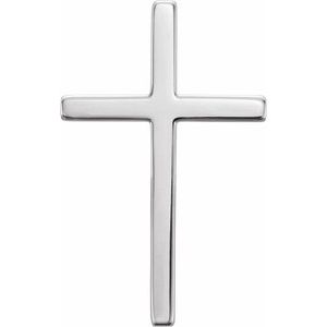 14K White 17.4x11.1 mm Cross Pendant-Polished