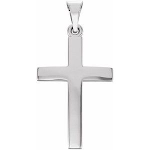 10K White Cross Pendant-Polished