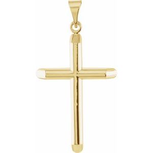 14K Yellow 33.25x19 mm Unadorned Cross Pendant-Polished