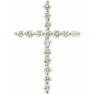 14K Yellow 1/5 CTW Natural Diamond Cross Pendant-Natural Diamond-1.5Mm :: 1/5 Ctw