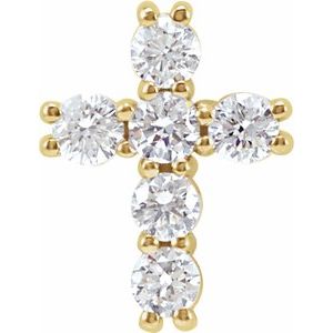 14K Yellow 1/4 CTW Natural Diamond Cross Pendant-Natural Diamond-2.2Mm :: 1/4 Ctw