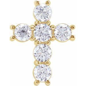 14K Yellow 1/2 CTW Natural Diamond Cross Pendant-Natural Diamond-2.8Mm :: 1/2 Ctw