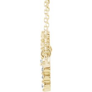 14K Yellow 1/5 CTW Natural Diamond Sideways Cross 16-18" Necklace-Natural Diamond-18.89 X 11.49 Mm