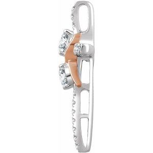14K White/Rose 1/3 CTW Natural Diamond Cross Pendant-Natural Diamond-3Mm :: 1/3 Ctw
