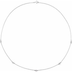 14K White 1/4 CTW Natural Diamond 5-Station 18" Necklace-2.4Mm :: 1/4 Ctw-I1, H+