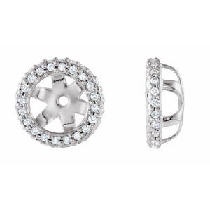 14K White 1/5 CTW Lab Grown Diamond Earrings Jacket-Polished-1/5 Ctw Lab Grown Diamond Halo-Style Earring Jackets