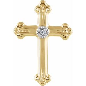 14K Yellow/White .005 CT Natural Diamond Cross Lapel Pin-Round-1Mm :: 0.005 Ctw