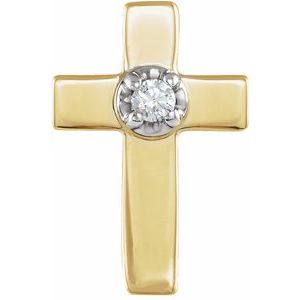 14K Yellow/White .01 CT Natural Diamond Cross Lapel Pin-Round-1.3Mm :: 0.01 Ctw