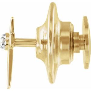 14K Yellow/White .01 CT Natural Diamond Cross Lapel Pin-Round-1.3Mm :: 0.01 Ctw