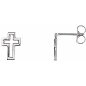 Sterling Silver Open Cross Earring-Friction Backs Included-Polished