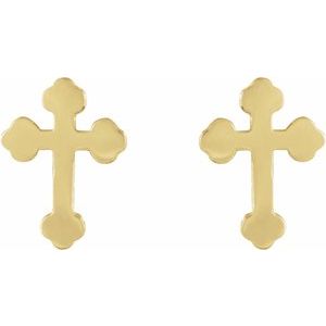 14K Yellow Cross Earrings-14K Yellow