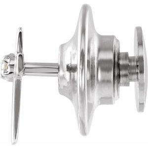 14K White .01 CT Natural Diamond Cross Lapel Pin-Round-1.3Mm :: 0.01 Ctw