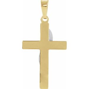14K Yellow/White 20.5x14 mm Cross Pendant-Polished