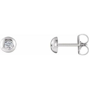 14K White 1/8 CTW Lab-Grown Diamond Domed Stud Earrings-2.5 Mm-14K White