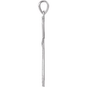 14K White 32x21 mm Cross Pendant-Polished