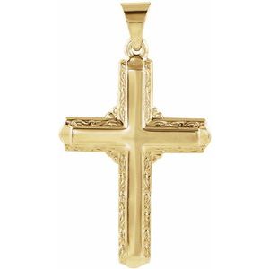 14K Yellow 26x18 mm Cross Pendant-Polished