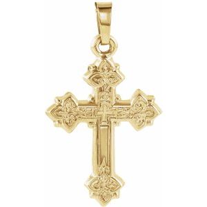 14K Yellow 20x16 mm Cross Pendant-Polished