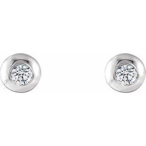 14K White 1/8 CTW Natural Diamond Domed Stud Earring-2.5 Mm-14K White