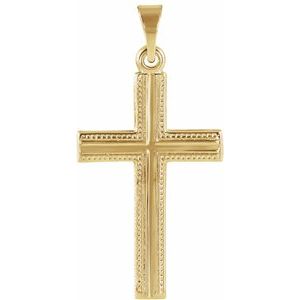 14K Yellow 21x13.5 mm Cross Pendant-Polished