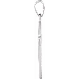 14K White 21x14 mm Cross Pendant-Polished