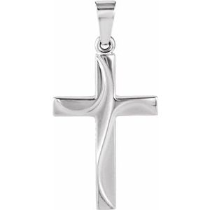 14K White 21x14 mm Cross Pendant-Polished