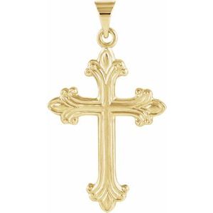 14K Yellow 24x17.5 mm Cross Pendant-Polished