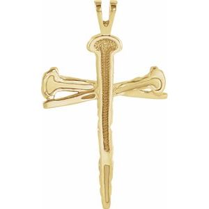 14K Yellow 26x18.25 mm Nail Design Cross Pendant-Polished