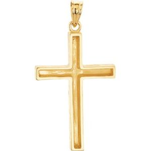 14K Yellow 30x20 mm Cross Pendant-Polished