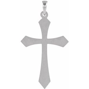 14K White 32x21 mm Cross Pendant-Polished