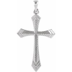 14K White 32x21 mm Cross Pendant-Polished