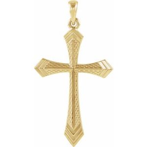14K Yellow 32x21 mm Cross Pendant-Polished