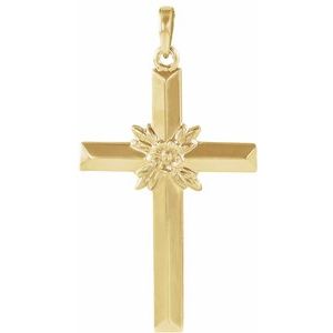 14K Yellow 32.5x19.5 mm Cross Pendant-Polished