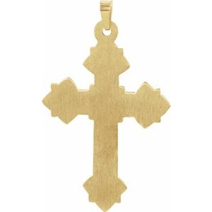 14K Yellow 26x20 mm Hollow Cross Pendant-Polished