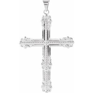 Sterling Silver 47x31.5 mm Cross Pendant-Polished