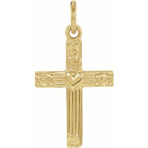 14K Yellow Youth Cross Pendant-Polished