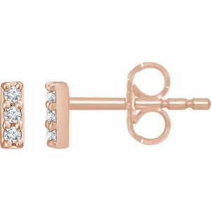 14K Rose .05 CTW Natural Diamond Bar Earrings-1.2 Mm-14K Rose