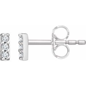 14K White .05 CTW Natural Diamond Bar Earrings-1.2 Mm-14K White