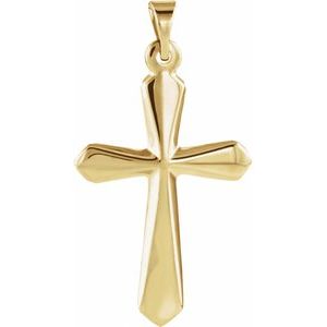 14K Yellow 22.5x16 mm Cross Pendant-Polished