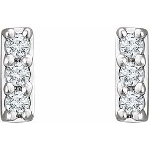 14K White .05 CTW Natural Diamond Bar Earrings-1.2 Mm-14K White