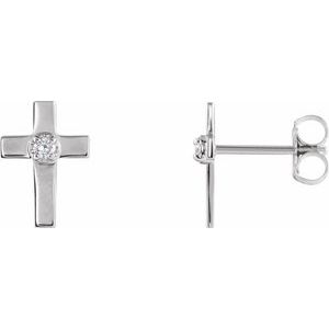 14K White 10x6 mm .04 CTW Natural Diamond Cross Earrings-Pair-1.7Mm :: 0.04 Ctw