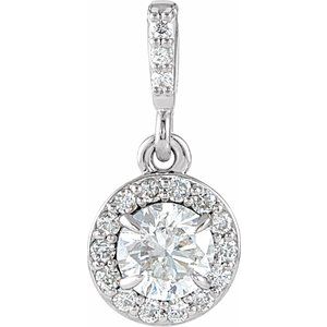 14K White 3/8 CTW Lab-Grown Diamond Halo-Style Pendant-Lab-Grown Diamond-4.5Mm :: 3/8 Ctw