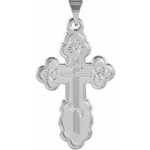 Sterling Silver 26x17 mm Orthodox Cross Pendant-Polished