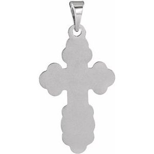 14K White 19x13 mm Orthodox Cross Pendant-Polished